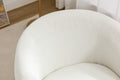Chenille Fabric Swivel Accent Armchair Barrel Chair With Black Powder Coating Metal Ring,Ivory Ivory Foam Chenille