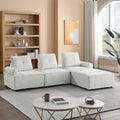 L Shape Modular Sectional Sofa, Diy Combination, Chenille White Chenille Wood Tight Back Eucalyptus Square Arms Foam Chenille 4 Seat