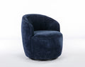 Chenille Fabric Swivel Accent Armchair Barrel Chair With Black Powder Coating Metal Ring,Blue Blue Foam Chenille