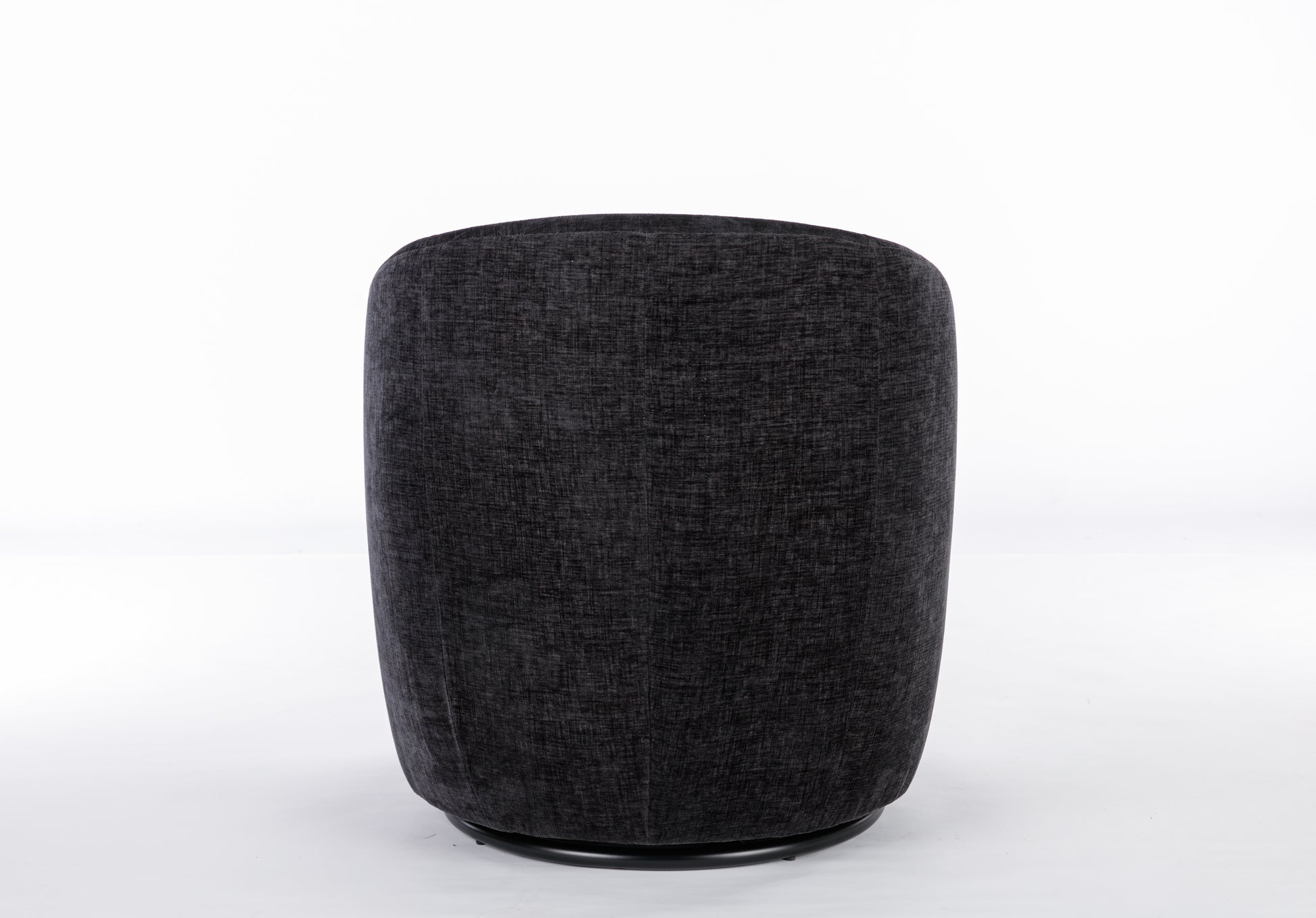 Chenille Fabric Swivel Accent Armchair Barrel Chair With Black Powder Coating Metal Ring,Black Black Foam Chenille