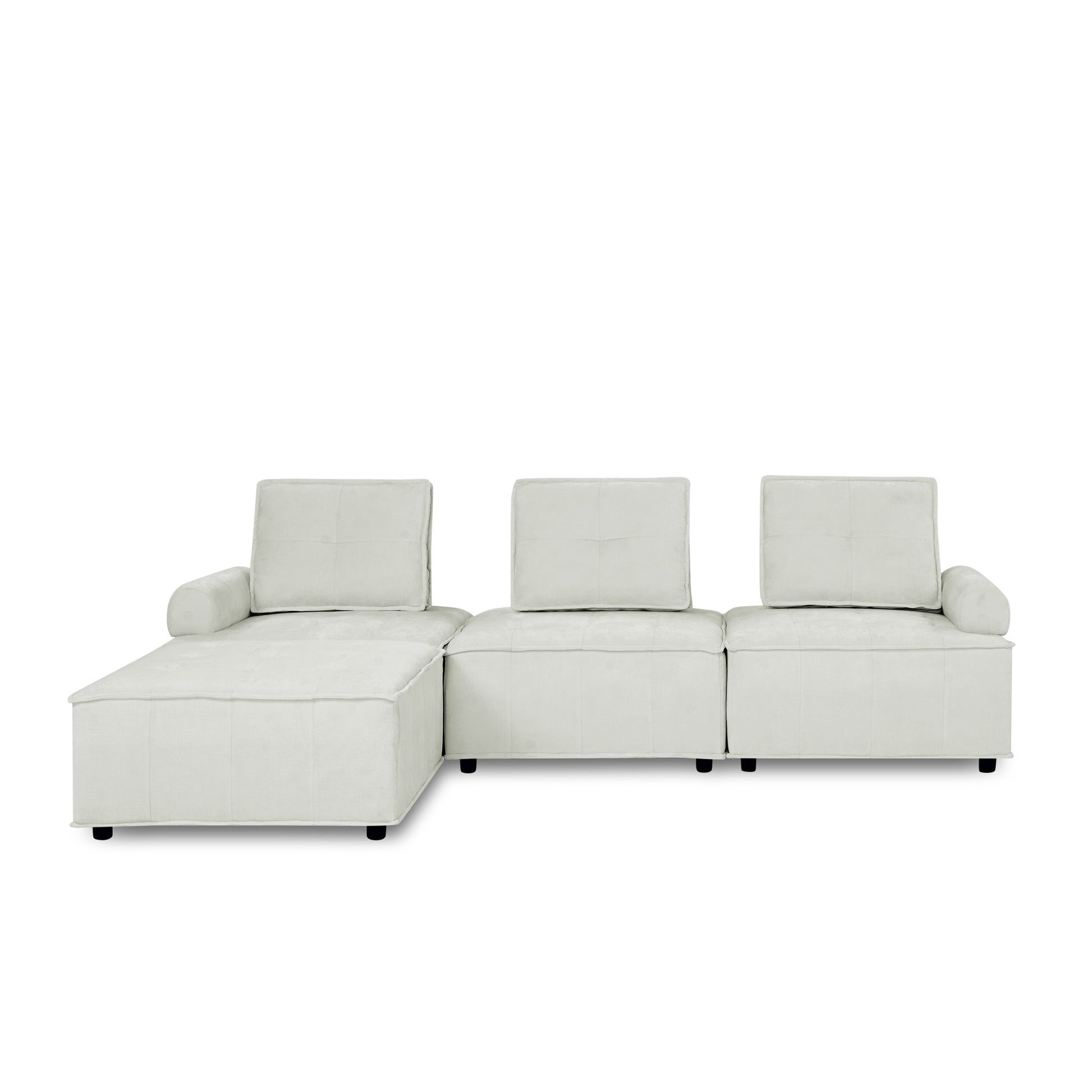 L Shape Modular Sectional Sofa, Diy Combination, Chenille White Chenille Wood Tight Back Eucalyptus Square Arms Foam Chenille 4 Seat