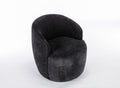 Chenille Fabric Swivel Accent Armchair Barrel Chair With Black Powder Coating Metal Ring,Black Black Foam Chenille