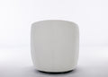 Chenille Fabric Swivel Accent Armchair Barrel Chair With Black Powder Coating Metal Ring,Ivory Ivory Foam Chenille
