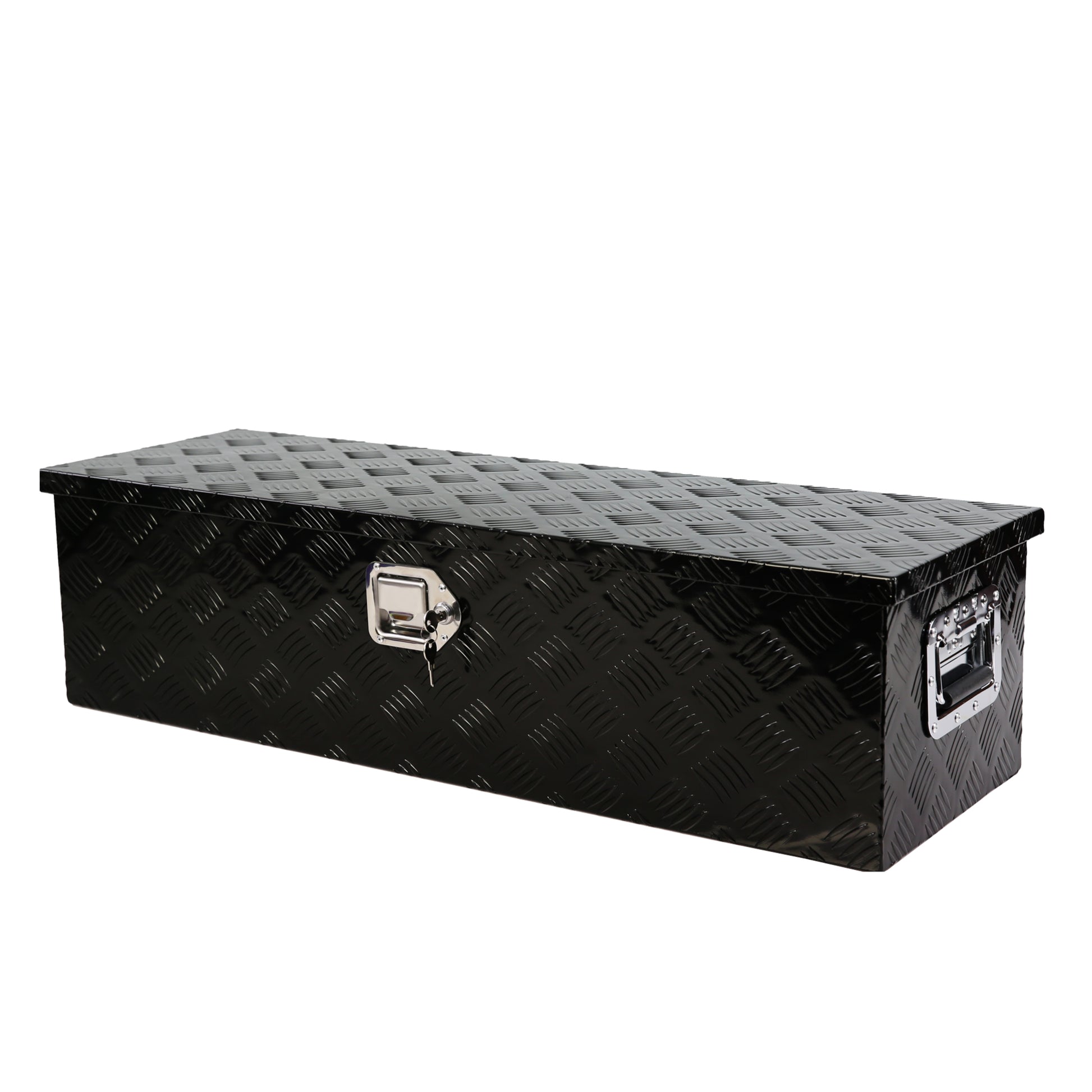 39 Inch Aluminum Truck Tool Long Box, Gas Strut, Truck Bed Tool Box With Side Handle ,Lock And 2 Ke, Tool Storage Box For Truck,Trailer,Pickup 38.8" 12.8" 10.4" Black Aluminum