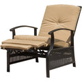 Patio Recliner Chair With Cushions,Outdoor Adjustable Lounge Chair,Reclining Patio Chairs With Strong Extendable Metal Frame For Reading,Garden,Lawn Khaki, 1 Chair Khaki Metal