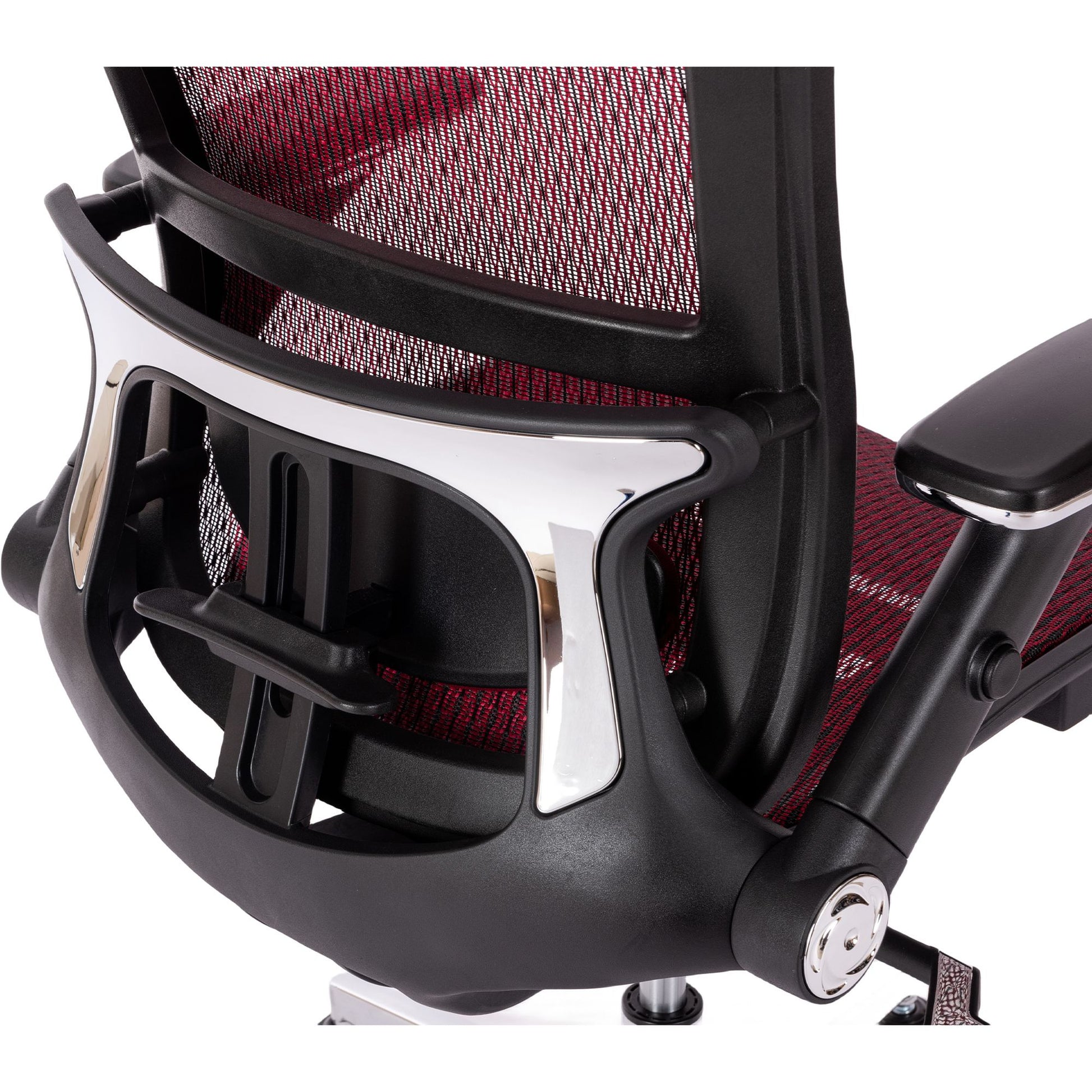 Red Ergonomic Mesh Office Chair, High Back Adjustable Headrest With Flip Up Arms, Tilt And Lock Function, Lumbar Support And Blade Wheels, Kd Chrome Metal Legs Red Office American Design Office Chairs Foam Plastic