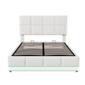 Full Size Tufted Upholstered Platform Bed With Hydraulic Storage System,Pu Storage Bed With Led Lights And Usb Charger, White White Pu