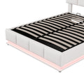Full Size Tufted Upholstered Platform Bed With Hydraulic Storage System,Pu Storage Bed With Led Lights And Usb Charger, White White Pu