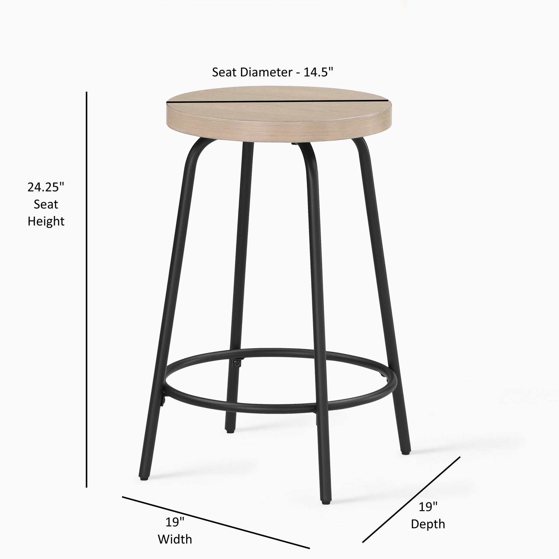 Cammie Backless Wood And Metal Counter Height Stool Natural Wood Wash Metal & Wood Metal & Wood