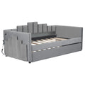 Twin Size Upholstered Daybed With Light And Usb Port, Gray Gray Upholstered