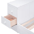 Twin Size Daybed With Storage Arms, Trundle And Charging Station, White Box Spring Not Required Twin White Wood Daybeds Solid Wood Mdf