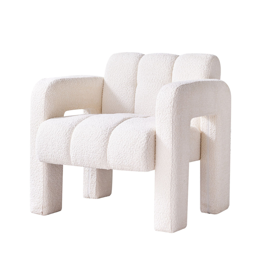 31.10" Wide Boucle Upholstered Accent Chair Beige Primary Living Space Modern Fiber Foam And Polyester Fiber Pad Boucle