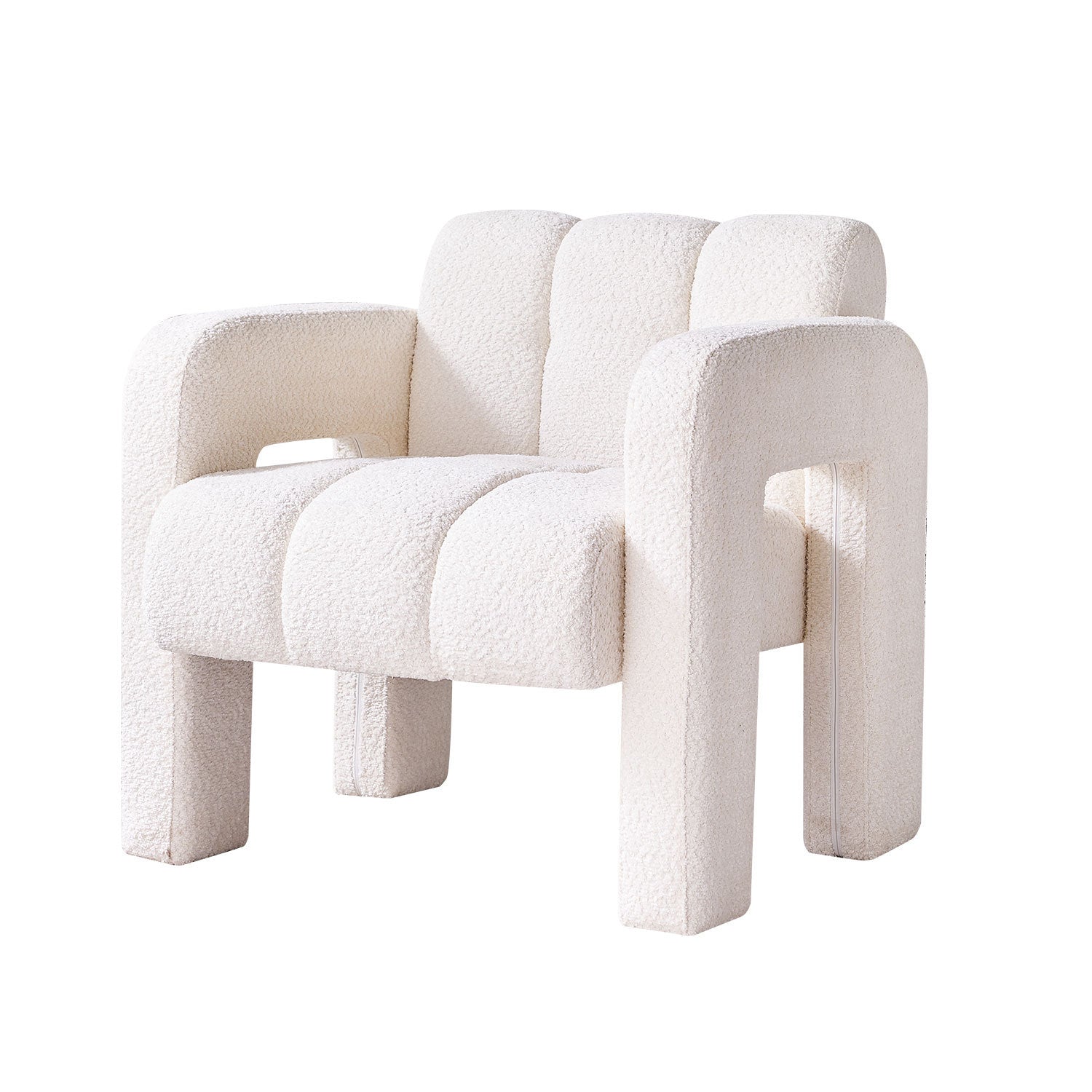31.10" Wide Boucle Upholstered Accent Chair Beige Primary Living Space Modern Fiber Foam And Polyester Fiber Pad Boucle