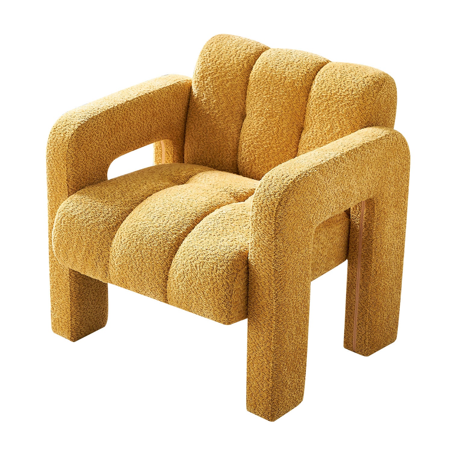 31.10" Wide Boucle Upholstered Accent Chair Yellow Primary Living Space Modern Fiber Foam And Polyester Fiber Pad Boucle