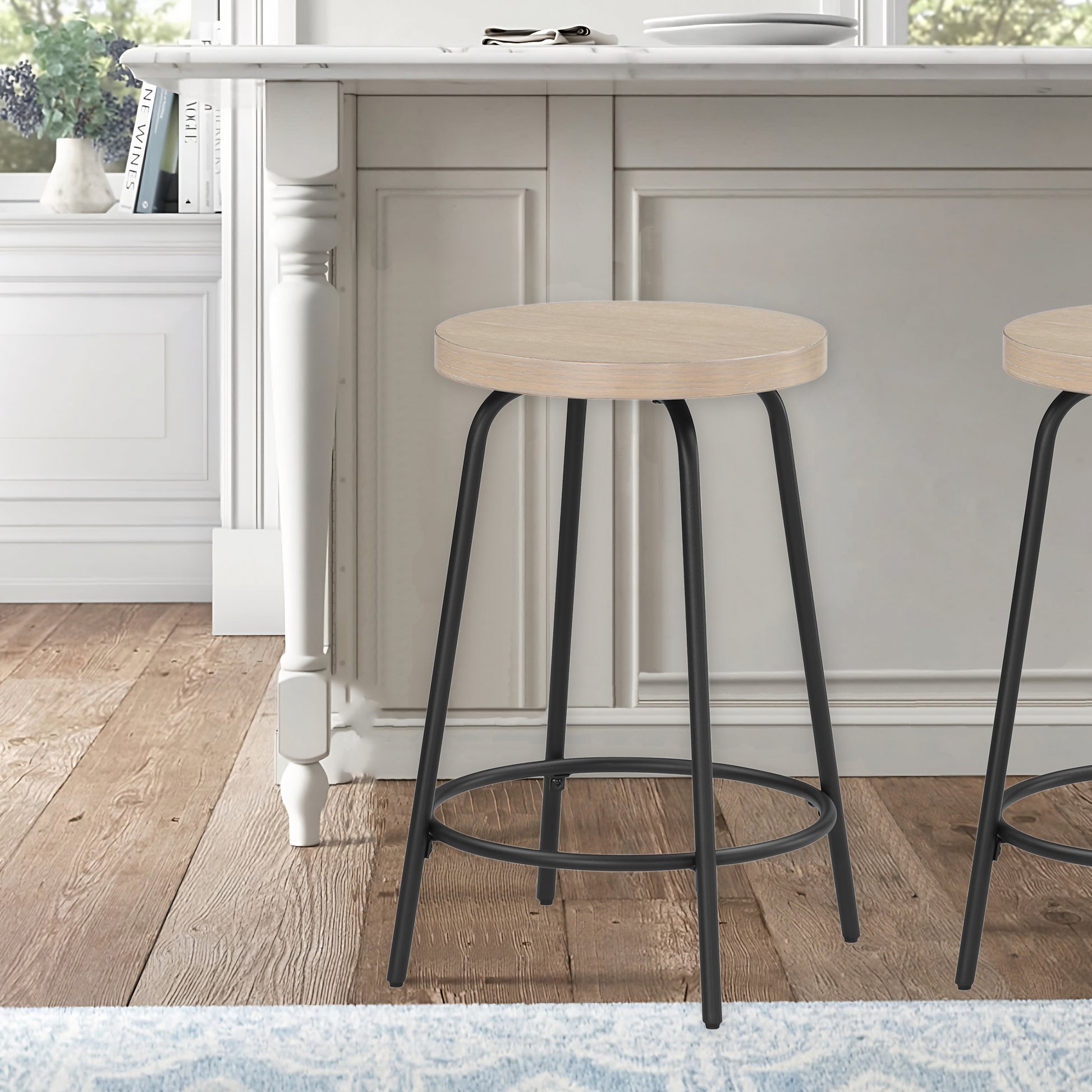 Cammie Backless Wood And Metal Counter Height Stool Natural Wood Wash Metal & Wood Metal & Wood