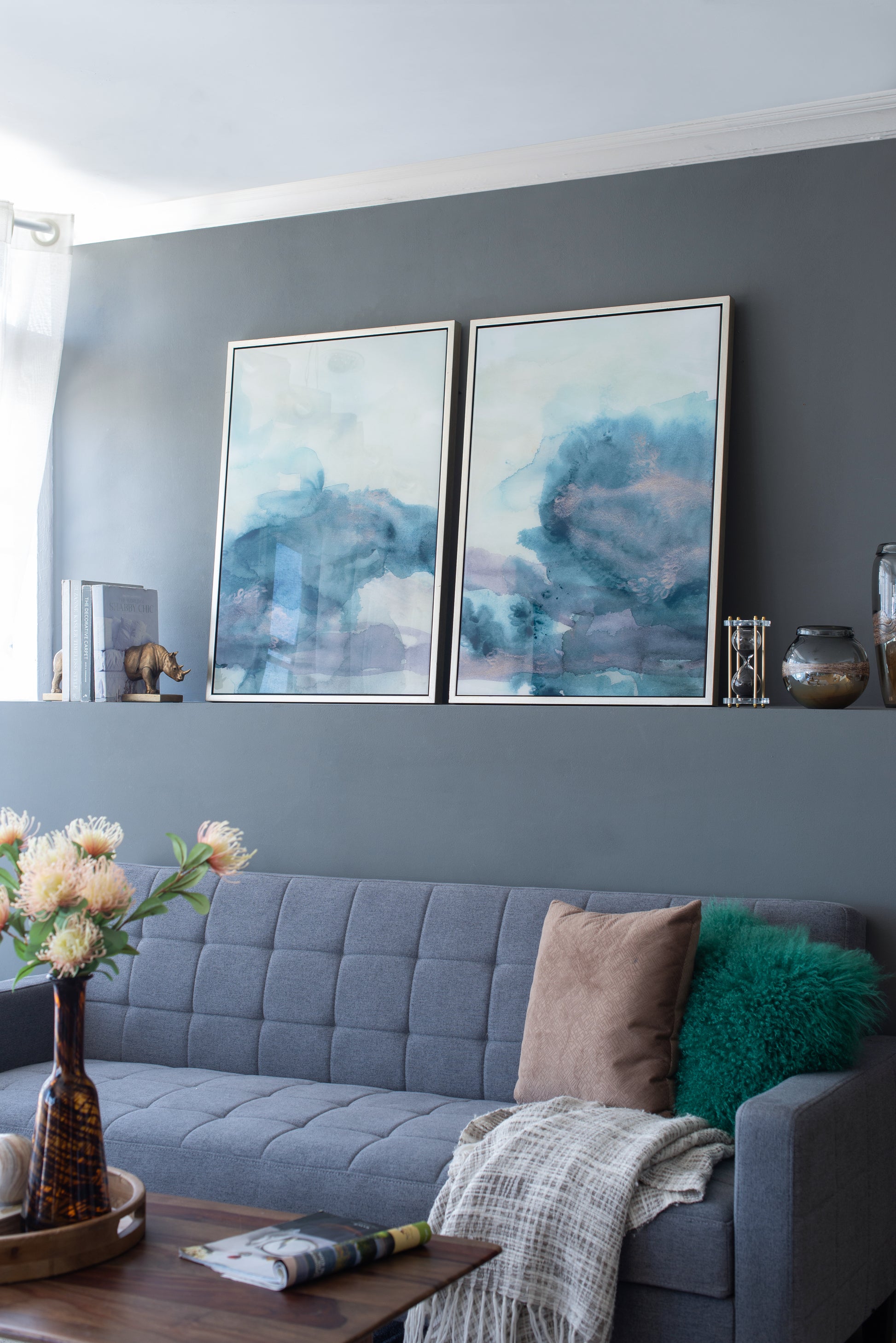 Rectangular Acrylic Frame Indoor Printed Wall Art, 25.5" X 36" Green Acrylic