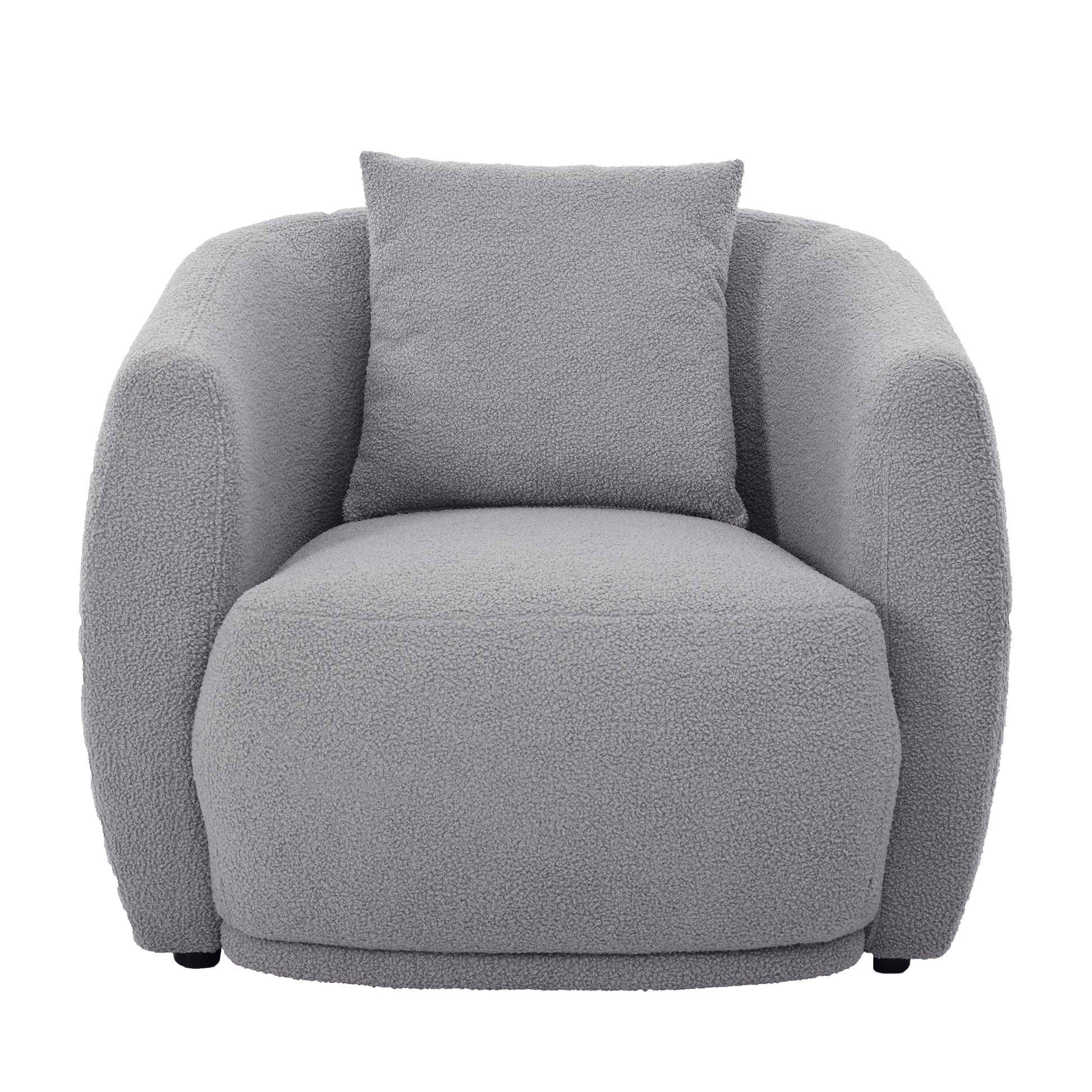 Upholstered Chair,Modern Arm Chair For Living Room And Bedroom,With 1 Pillow Grey Polyester
