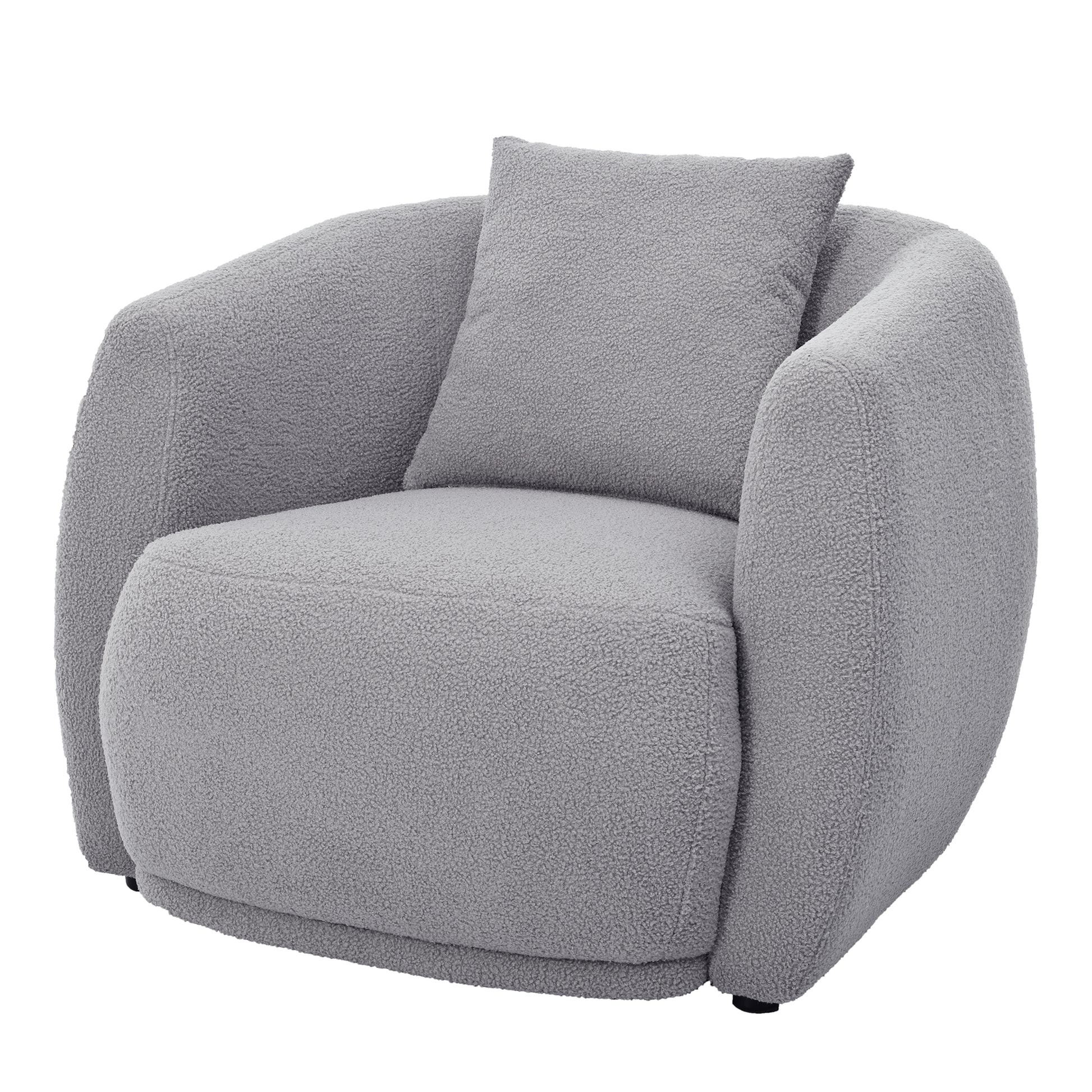 Upholstered Chair,Modern Arm Chair For Living Room And Bedroom,With 1 Pillow Grey Polyester