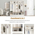 Wide Design Hall Tree With Storage Bench, Minimalist Shoe Cabinet With Cube Storage & Shelves, Multifunctional Coat Rack With 8 Hooks For Entryways, Mudroom, White White Primary Living Space