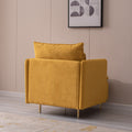 Modern Fabric Accent Armchair,Upholstered Single Sofa Chair,Yellow Cotton Linen 30.7'' Yellow Foam Cotton Linen 1 Seat