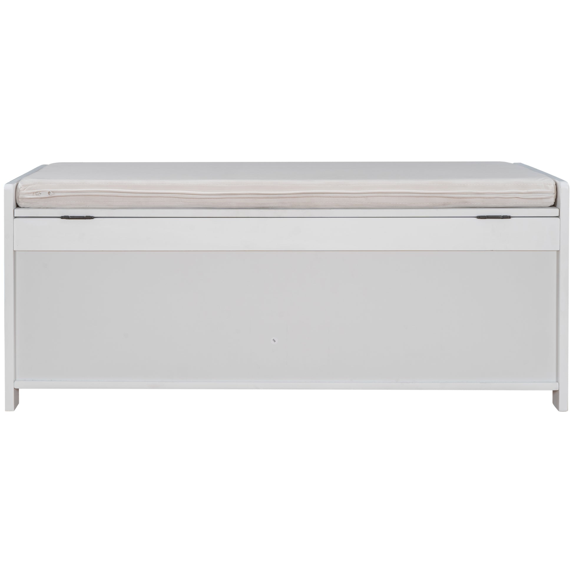 Storage Bench With 3 Shutter Shaped Doors, Shoe Bench With Removable Cushion And Hidden Storage Space White, Old Sku: Wf284226Aak White Mdf
