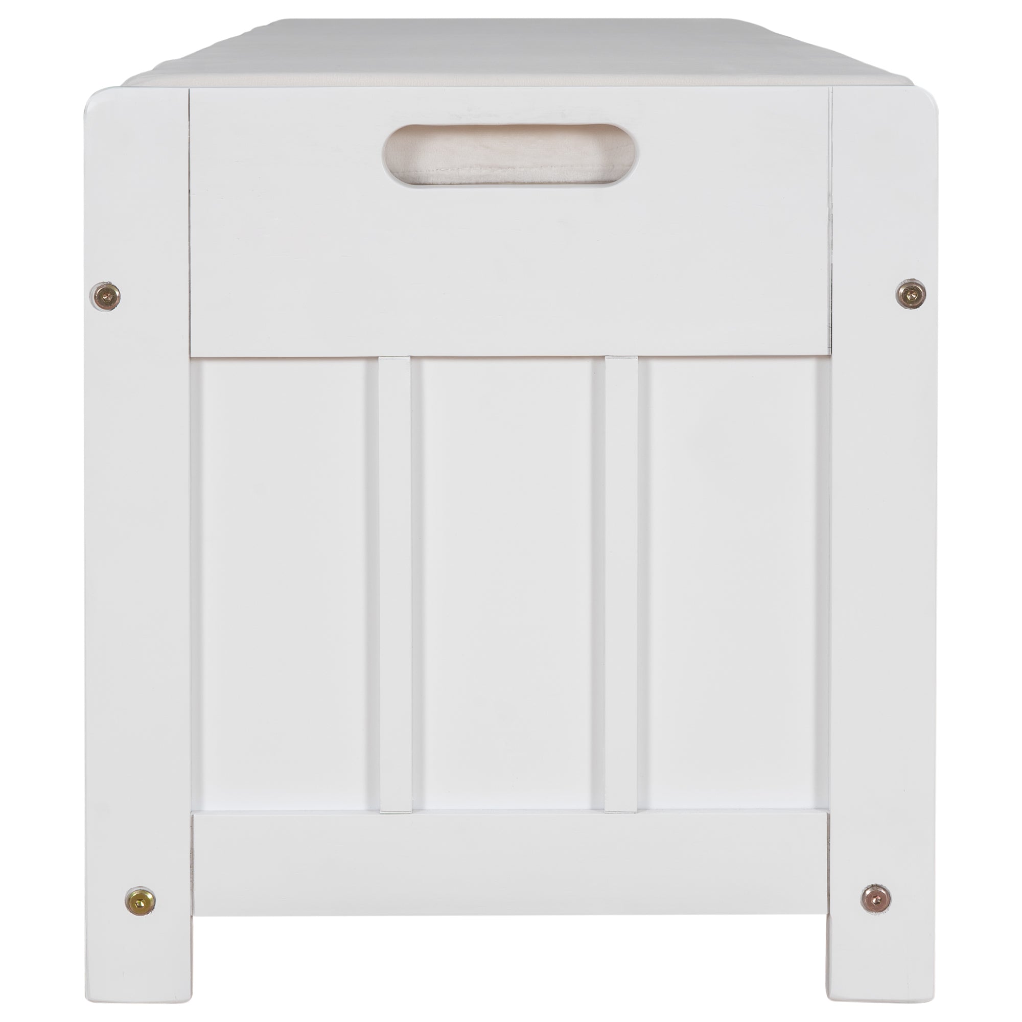 Storage Bench With 3 Shutter Shaped Doors, Shoe Bench With Removable Cushion And Hidden Storage Space White, Old Sku: Wf284226Aak White Mdf