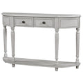 Retro Circular Curved Design Console Table With Open Style Shelf Solid Wooden Frame And Legs Two Top Drawers Gray Wash, Old Sku: Wf298768Aae Gray Wash Solid Wood