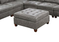 Living Room Furniture Tufted Cocktail Ottoman Antique Grey 1Pc Cushion Ottoman Seat Wooden Legs Grey Primary Living Space Contemporary,Modern Faux Leather