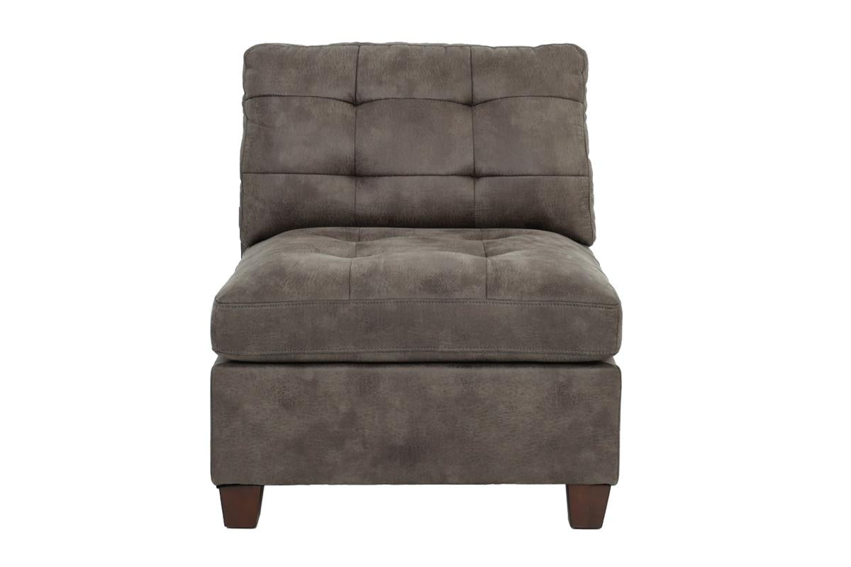 Living Room Furniture Tufted Armless Chair Dark Brown 1Pc Cushion Armless Chair Sofa Wooden Legs Dark Brown Primary Living Space Contemporary,Modern Faux Leather