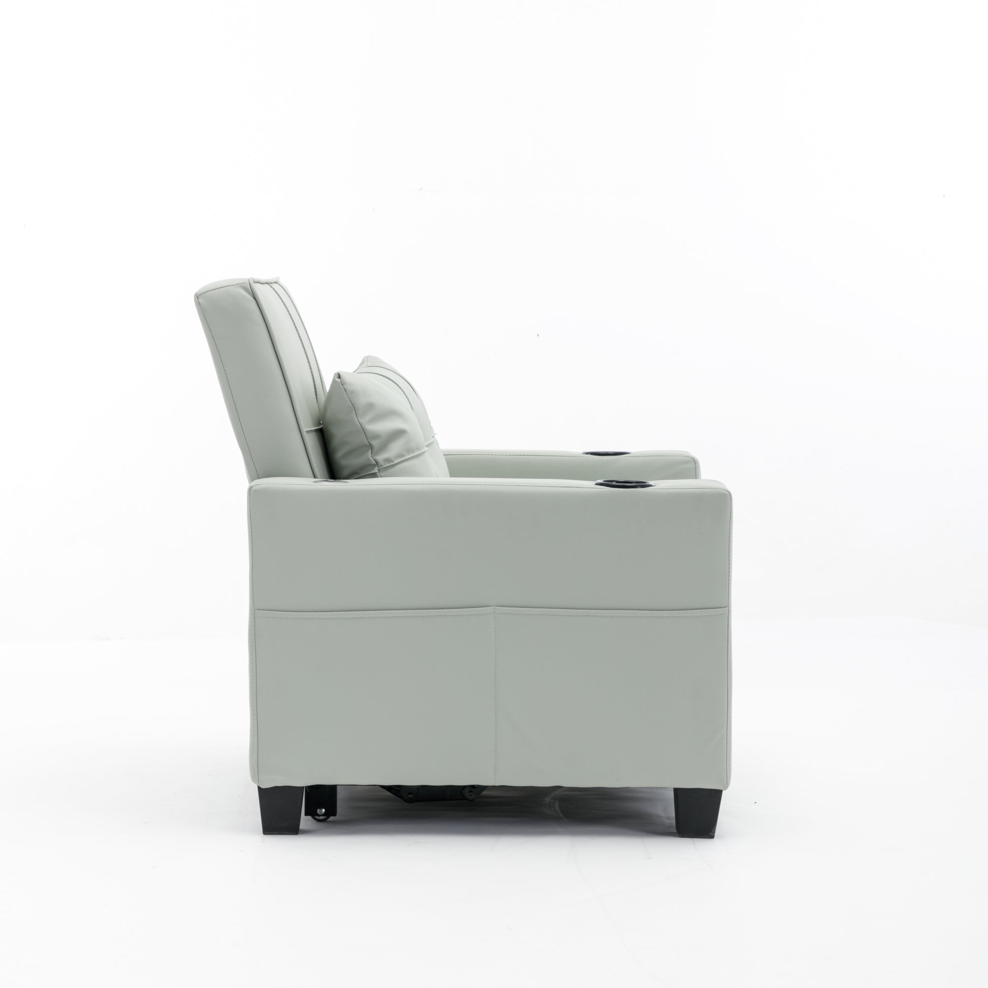 Futon Chair Bed Convertible Chair 3 In 1 Pull Out Sleeper Chair Beds With Usb Ports, Wear Resistant And Anti Scratch, Armchair Bed Sleeper For Living Room Green Leather Green Foam Leather 1 Seat