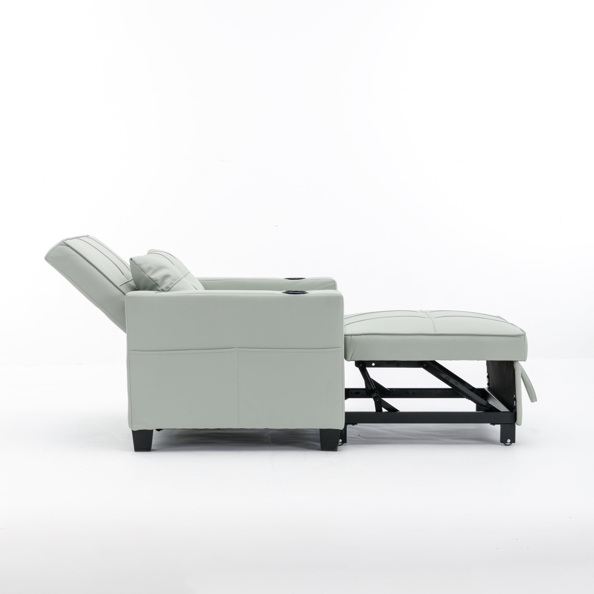 Futon Chair Bed Convertible Chair 3 In 1 Pull Out Sleeper Chair Beds With Usb Ports, Wear Resistant And Anti Scratch, Armchair Bed Sleeper For Living Room Green Leather Green Foam Leather 1 Seat