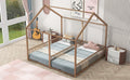 Metal Twin Size House Platform Beds, Two Shared Beds, Gold Box Spring Not Required Twin Gold Metal Bedroom Metal
