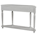 Retro Circular Curved Design Console Table With Open Style Shelf Solid Wooden Frame And Legs Two Top Drawers Gray Wash, Old Sku: Wf298768Aae Gray Wash Solid Wood