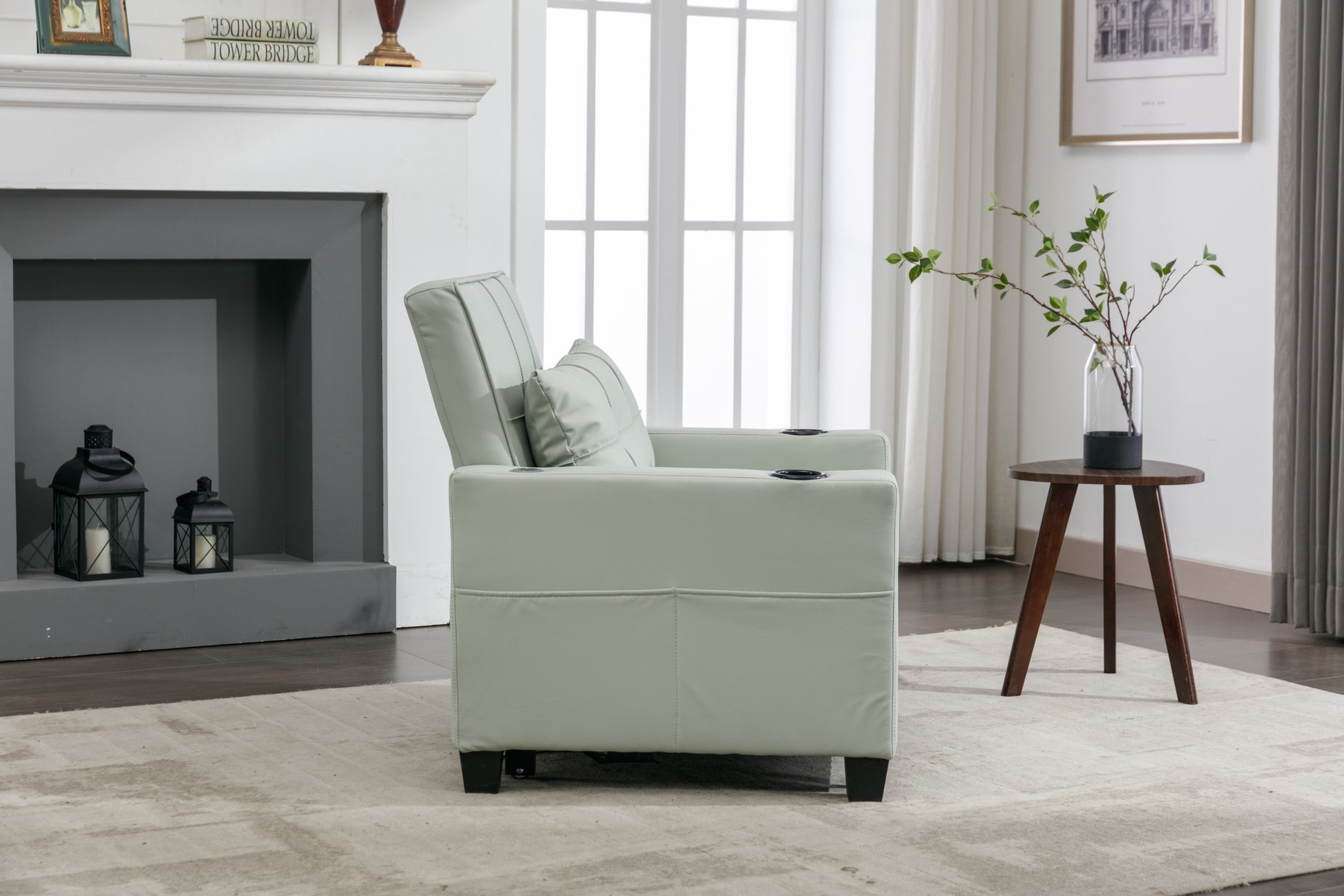 Futon Chair Bed Convertible Chair 3 In 1 Pull Out Sleeper Chair Beds With Usb Ports, Wear Resistant And Anti Scratch, Armchair Bed Sleeper For Living Room Green Leather Green Foam Leather 1 Seat