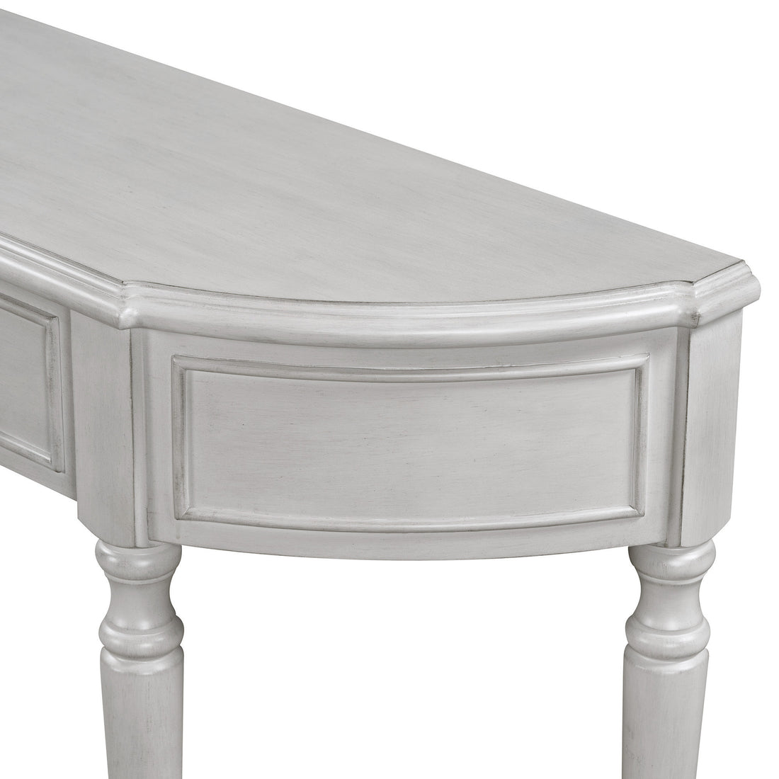 Retro Circular Curved Design Console Table With Open Style Shelf Solid Wooden Frame And Legs Two Top Drawers Gray Wash, Old Sku: Wf298768Aae Gray Wash Solid Wood