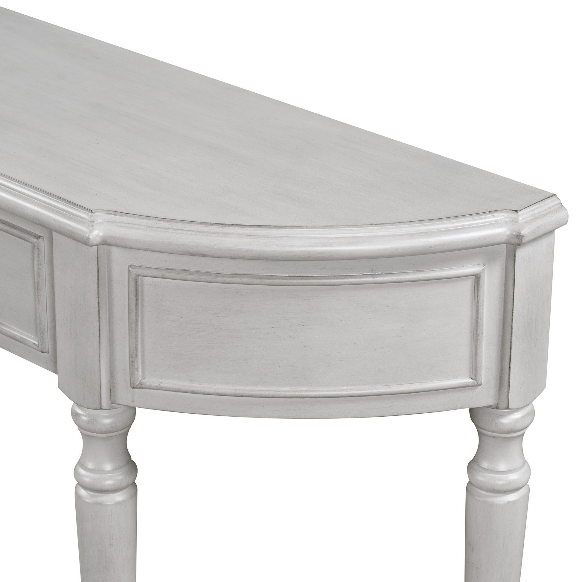 Retro Circular Curved Design Console Table With Open Style Shelf Solid Wooden Frame And Legs Two Top Drawers Gray Wash, Old Sku: Wf298768Aae Gray Wash Solid Wood