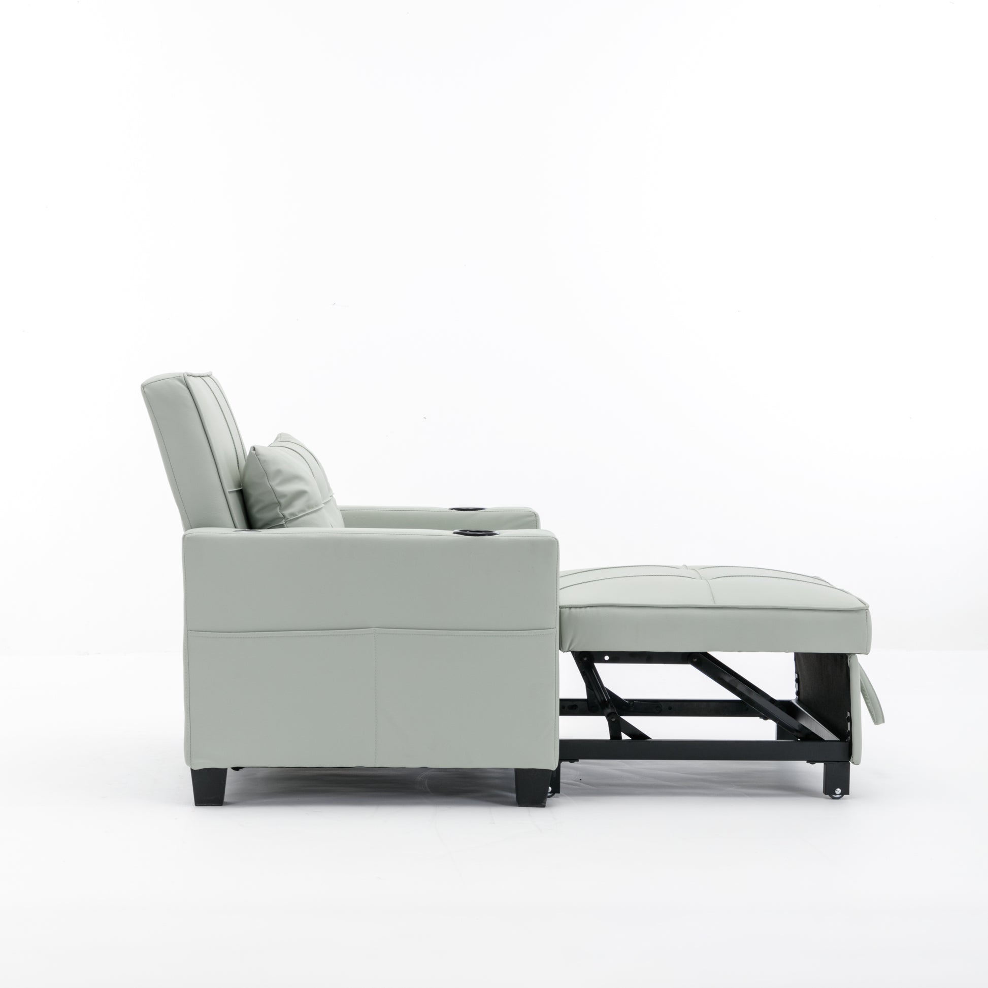 Futon Chair Bed Convertible Chair 3 In 1 Pull Out Sleeper Chair Beds With Usb Ports, Wear Resistant And Anti Scratch, Armchair Bed Sleeper For Living Room Green Leather Green Foam Leather 1 Seat