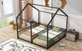 Metal Twin Size House Platform Beds, Two Shared Beds, Black Box Spring Not Required Twin Black Metal Bedroom Metal