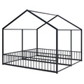 Metal Twin Size House Platform Beds, Two Shared Beds, Black Box Spring Not Required Twin Black Metal Bedroom Metal