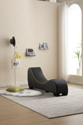 Factory Direct Yoga Chaise Lounge Collection For Stretching & Relaxation Modern Faux Leather Curved Sofa, Modern Faux Leather Curved Sofa, Living Room Bedroom Accent Black American Design Plywood Pvc