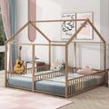 Metal Twin Size House Platform Beds, Two Shared Beds, Gold Box Spring Not Required Twin Gold Metal Bedroom Metal