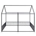 Metal Twin Size House Platform Beds, Two Shared Beds, Black Box Spring Not Required Twin Black Metal Bedroom Metal