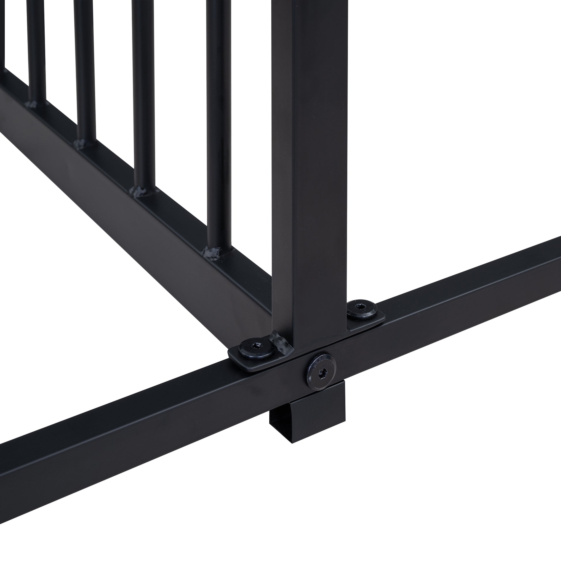 Metal Twin Size House Platform Beds, Two Shared Beds, Black Box Spring Not Required Twin Black Metal Bedroom Metal