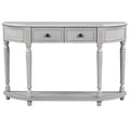 Retro Circular Curved Design Console Table With Open Style Shelf Solid Wooden Frame And Legs Two Top Drawers Gray Wash, Old Sku: Wf298768Aae Gray Wash Solid Wood