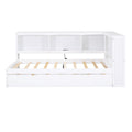 Twin Size Daybed With Trundle, Storage Cabinets And Usb Ports, White Box Spring Not Required Twin White Wood Solid Wood Mdf