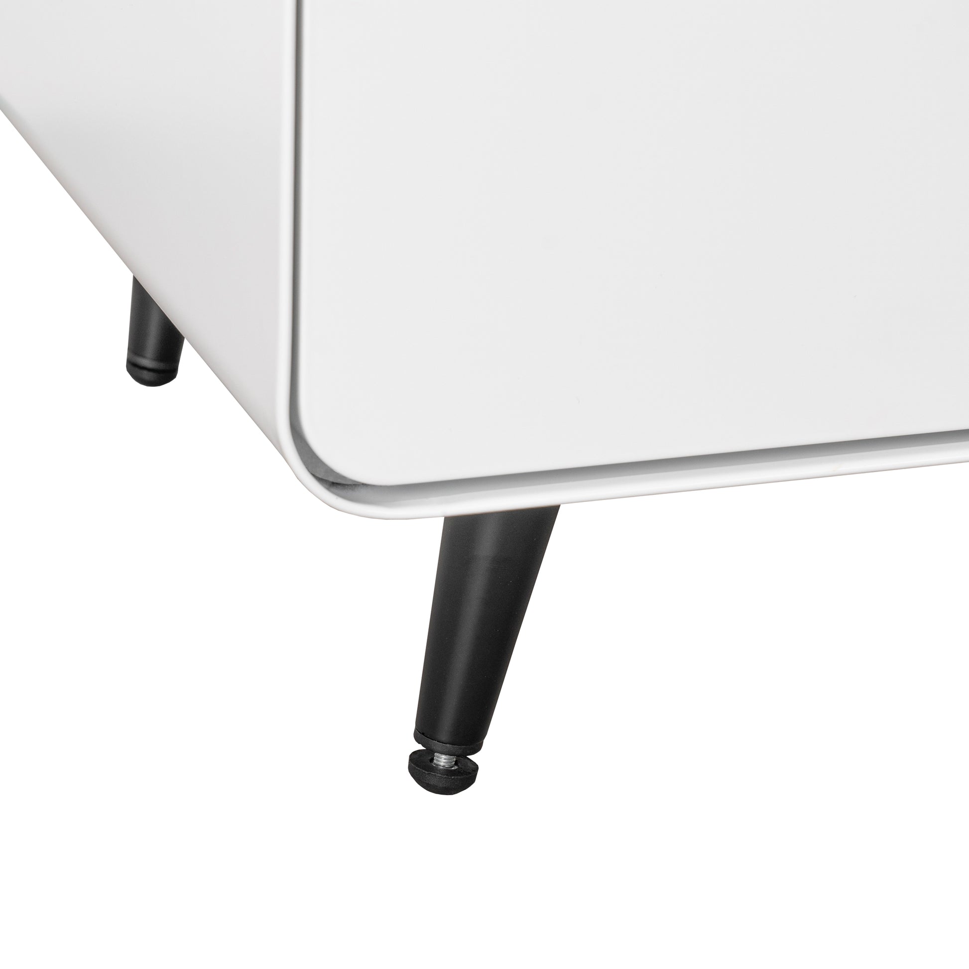 Modern Night Stand Storage Cabinet For Living Room Bedroom, Steel Cabinet With 3 Drawers,Bedside Furniture, Circular Handle White 3 Drawers Steel