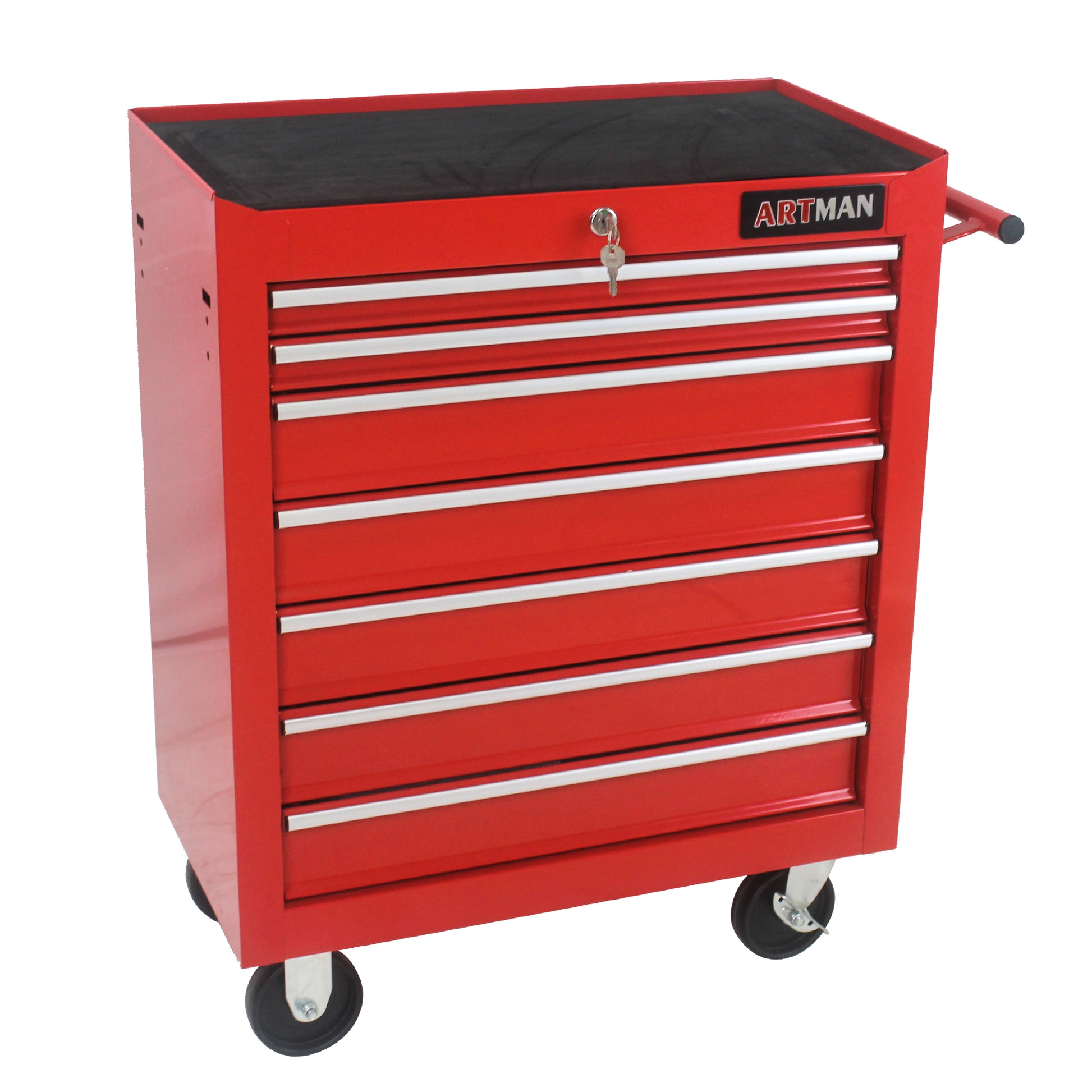 7 Drawers Multifunctional Tool Cart With Wheels Red Red Steel