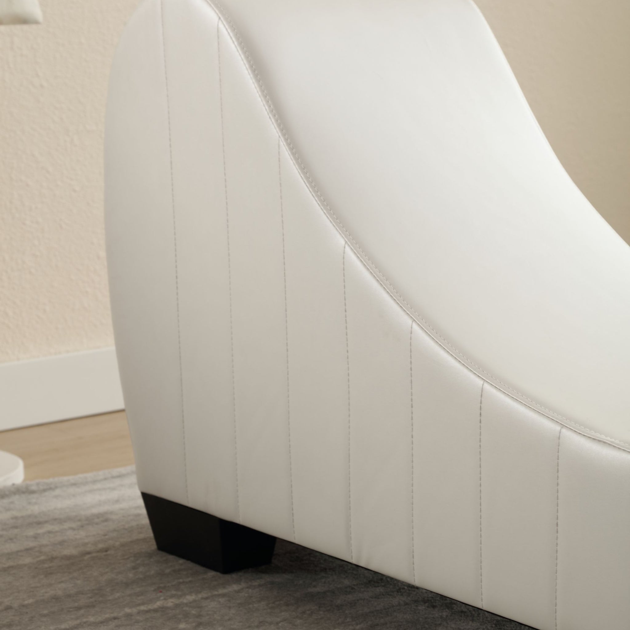 Factory Direct Yoga Chaise Lounge Collection For Stretching & Relaxation Modern Faux Leather Curved Sofa, Modern Faux Leather Curved Sofa, Living Room Bedroom Accent White Primary Living Space American Design,Luxury Plywood Pvc