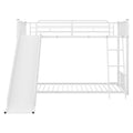 Metal Bunk Bed With Slide, Twin Over Twin, White Box Spring Not Required White Metal Bedroom Metal