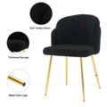 Modern Simple Black Teddy Fleece Dining Chair Fabric Upholstered Chairs Home Bedroom Stool Back Dressing Chair Gold Metal Legs Set Of 2 Black Foam Metal